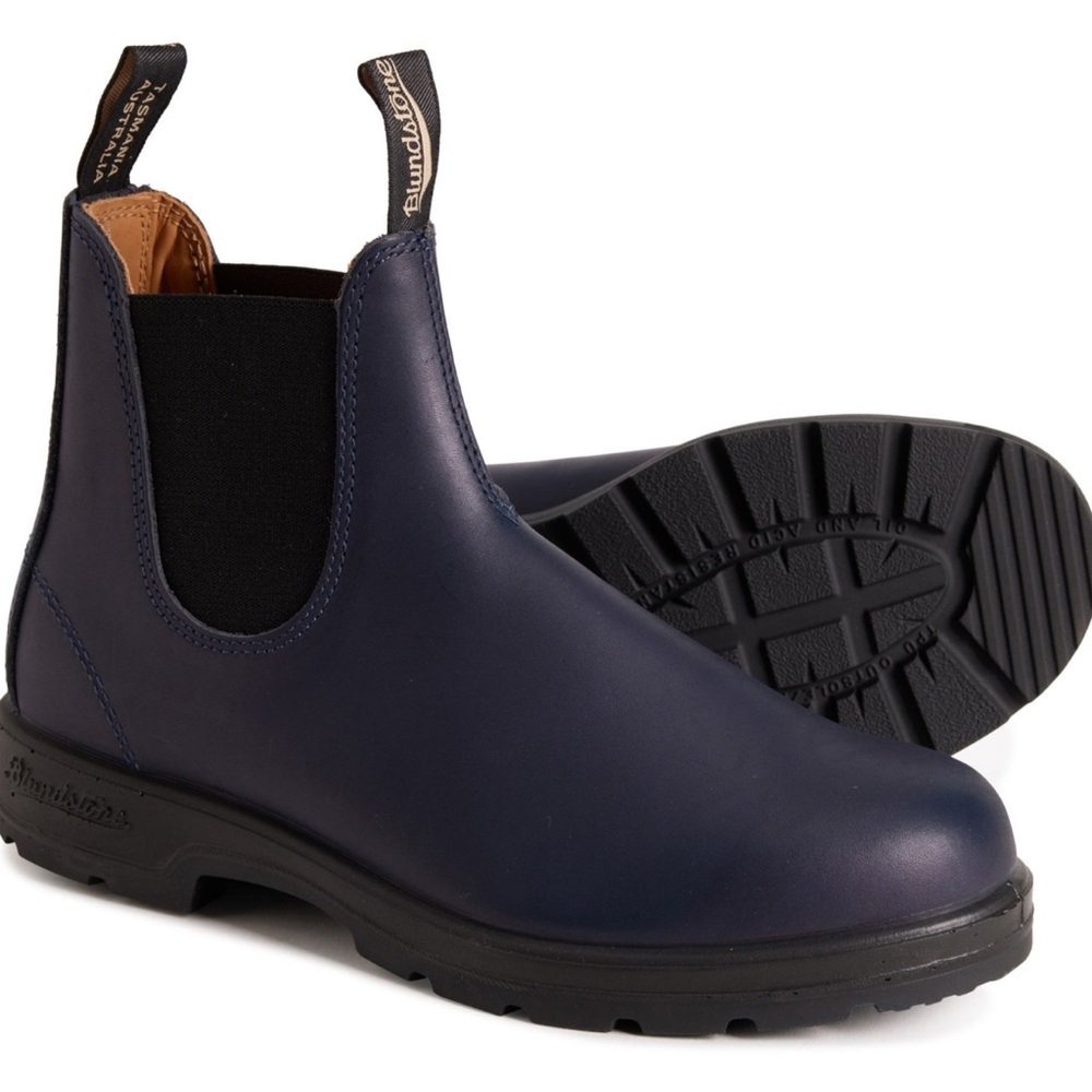 Blundstone Men's Chelsea Dark Blue Leather Boots Size 9.5 Fits 10.5